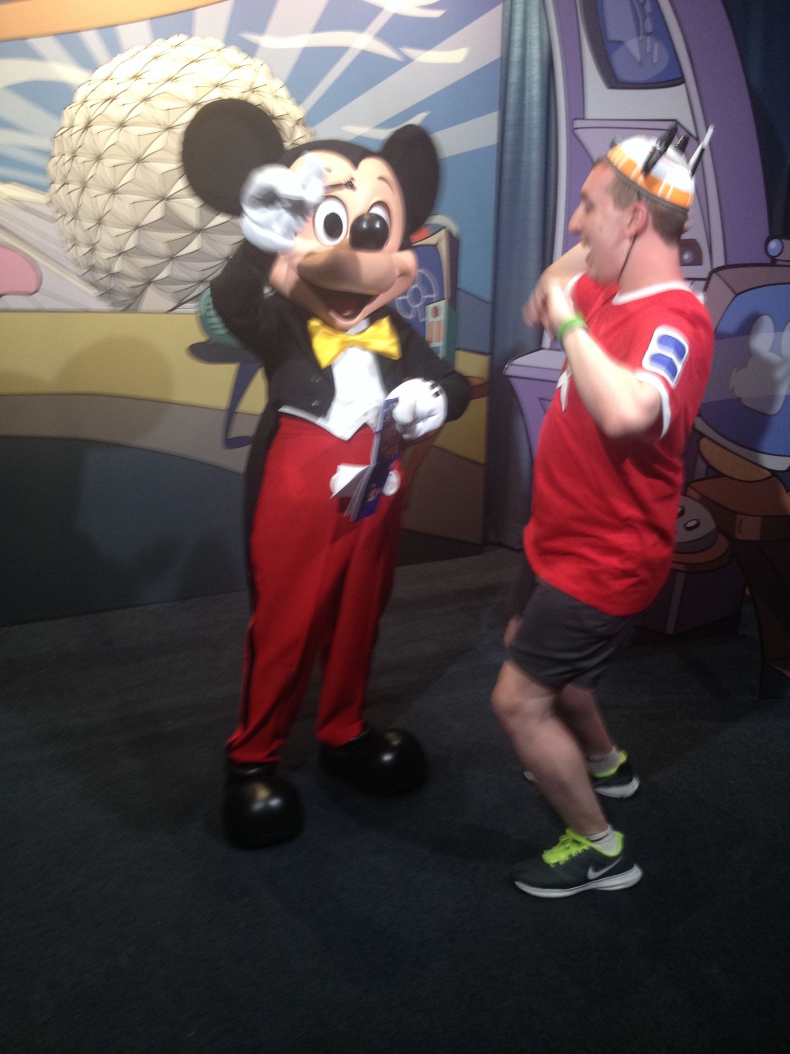 Singing the Mickey Mouse Club March with Mickey