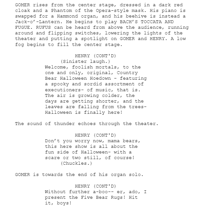 A small sample of the script.