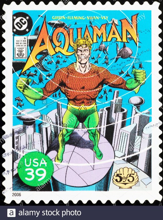 cover-of-aquaman-magazine-on-american-stamp-2D9MPKH.jpg