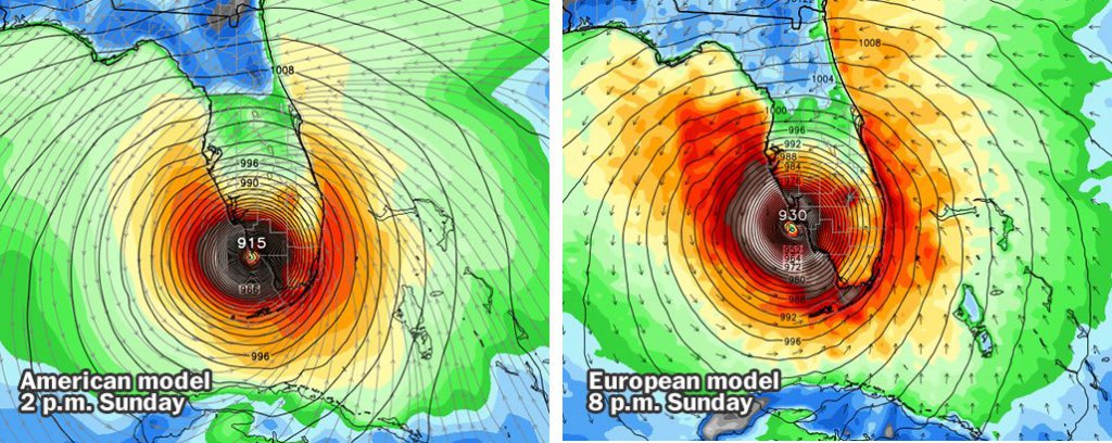 ewcmf vs gfs models hurricane irma 09-09-17 2pm Naples landfall maybe.jpg