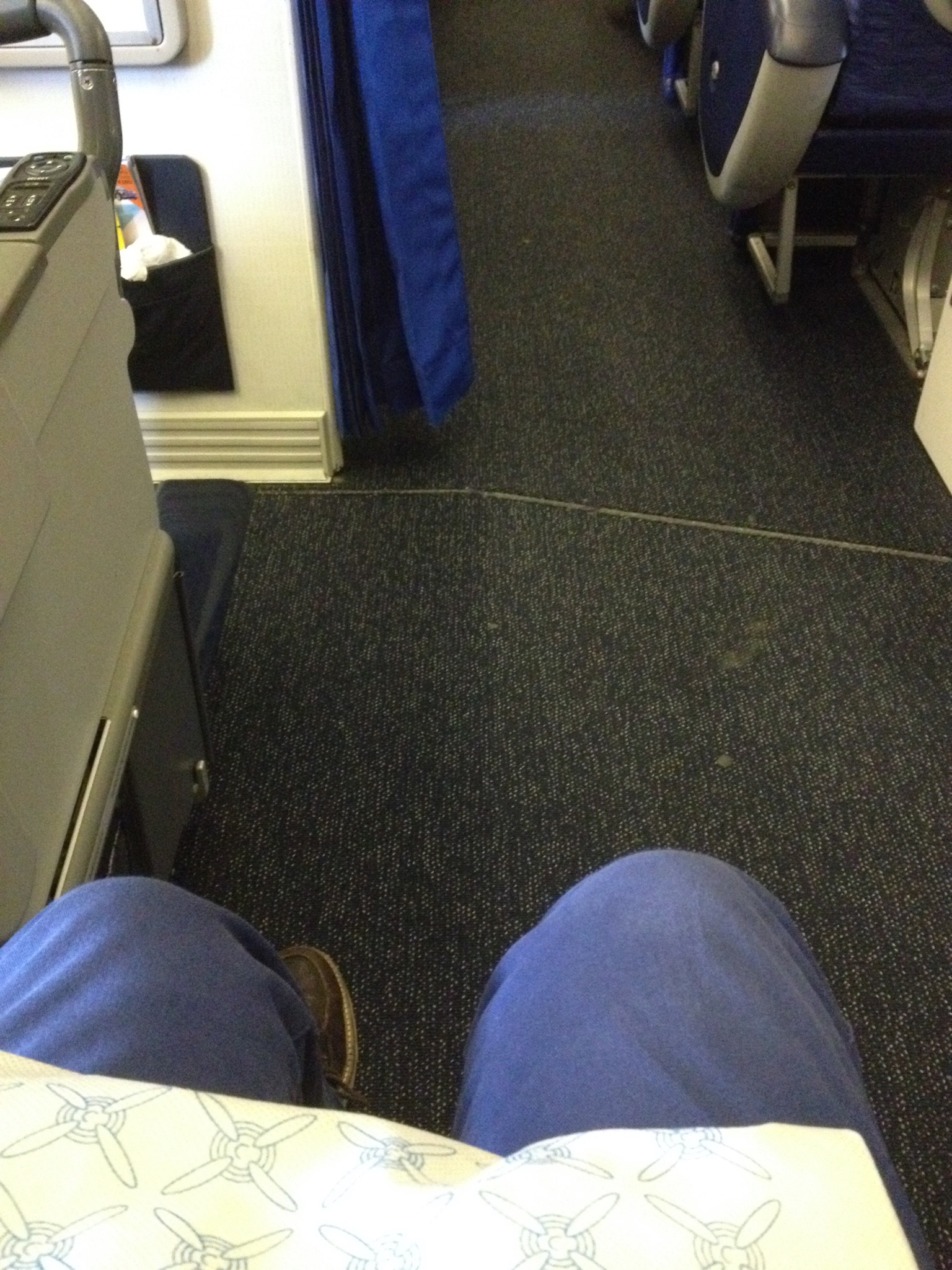 Legroom in second row of economy, seat C