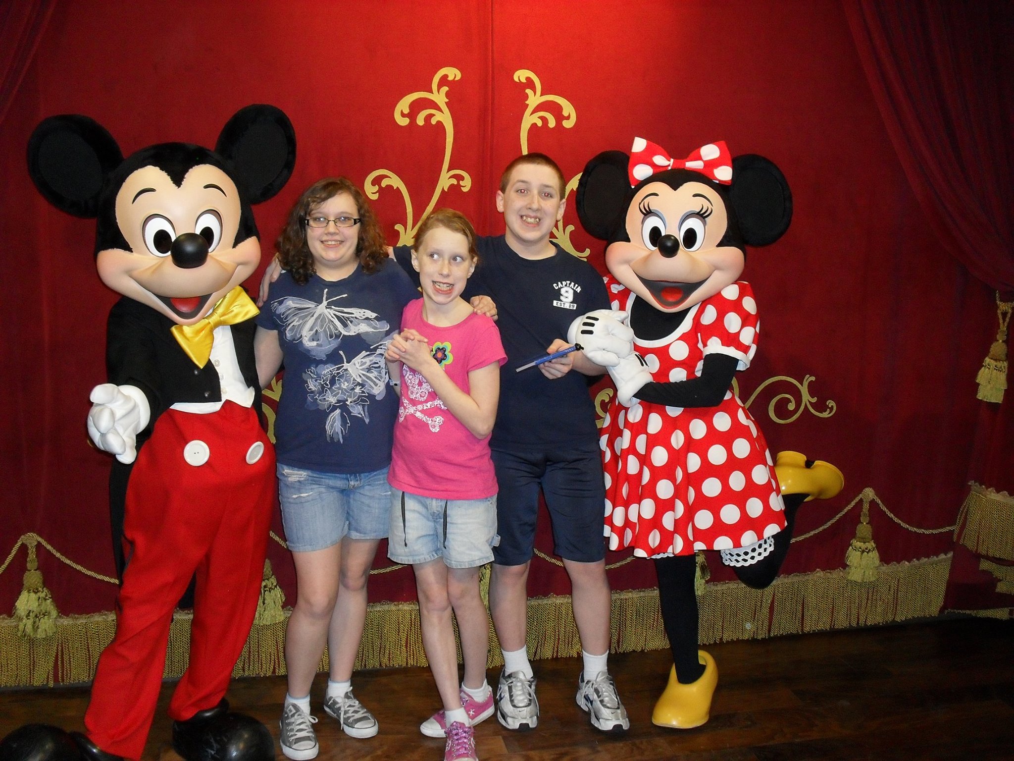 Me and my Sisters with Mickey and Minnie Mouse