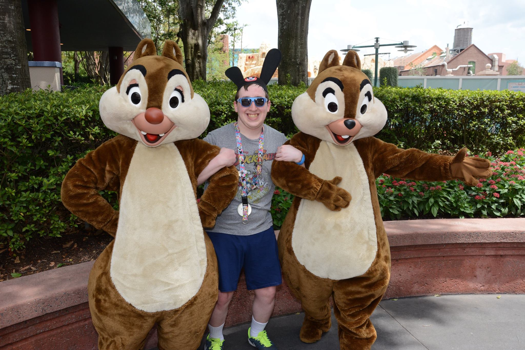 Me holding Chip and Dale's arms