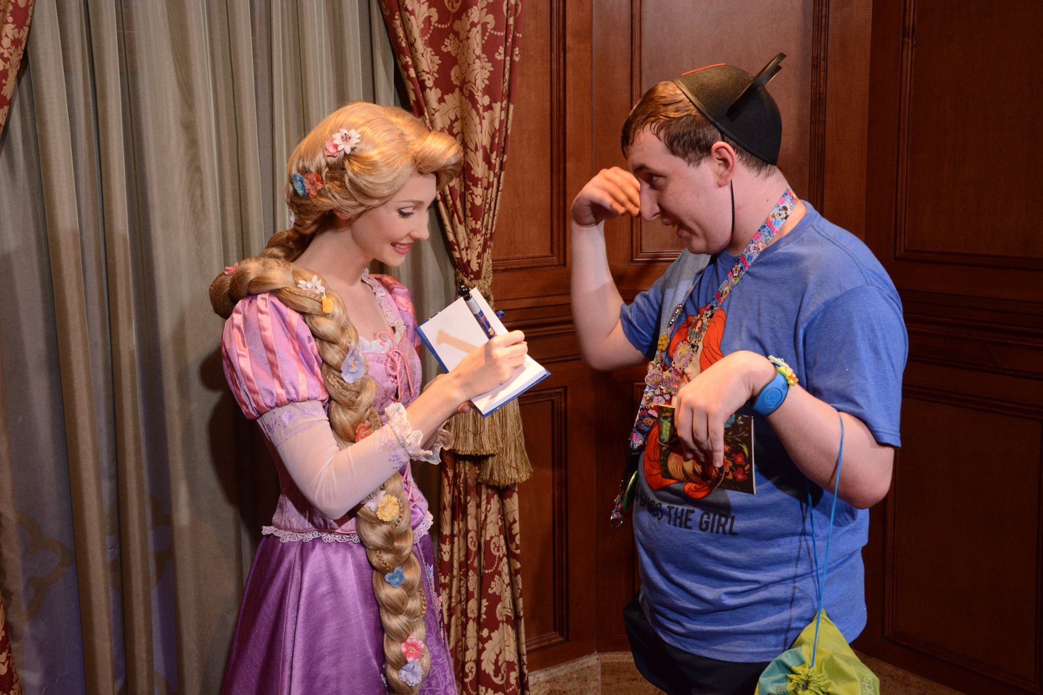 Talking to Punzie at Princess Fairytale Hall